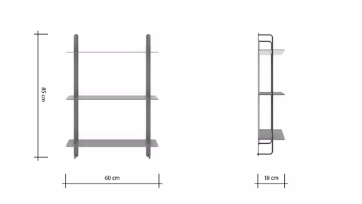 Wandregal Dagny S - BHT ca. 60x85x18 cm, Metall, Camparirot