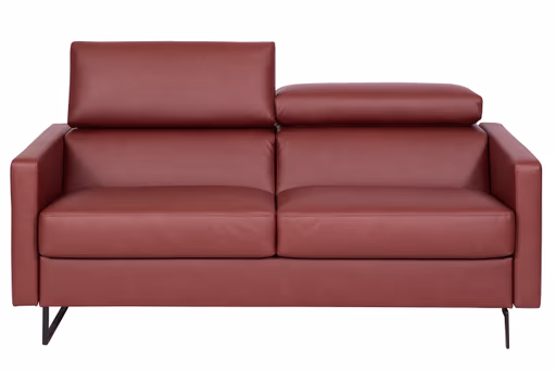 Sofa 2-Sitzer - Schlaffunktion/Kopfteil verstellbar, Stoff, Bordeaux