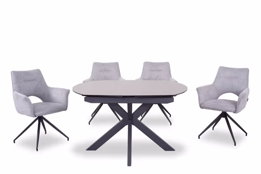 Esstisch MEGGIE - ausziehbar, LB ca. 130x100 cm, Glaskeramik, Grau