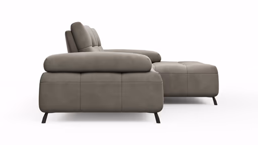 Ecksofa Comodo - 1,5-Sitzer, Longchair rechts, Leder, Taupe