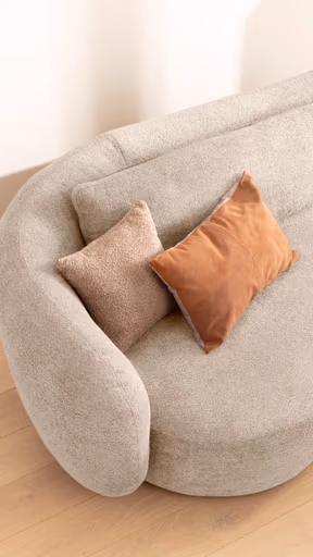 Ecksofa Karasu - 3-Sitzer mit Ottomane rechts, Stoff, Natur