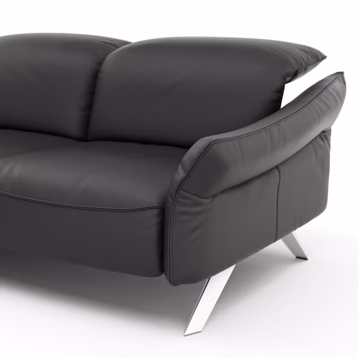 Ecksofa Bormio - Ecke links mit 2,5-Sitzer inklusive Kopfteilverstellung, Leder, Schwarz