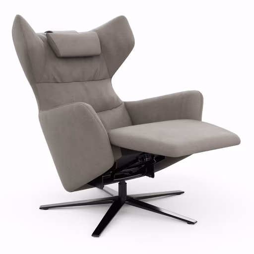 Drehsessel Houston Relax - Größe M, inkl. Relaxfunktion (motorisch), Aufstehhilfe und Kopfstütze, Stoff, Taupe