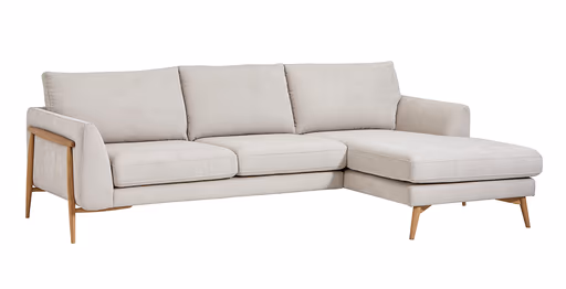 Ecksofa Sutton - 2-Sitzer mit Longchair rechts, Stoff, Beige