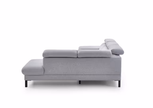 Ecksofa - 2,5-Sitzer mit Ecke rechts, Kopfteil verstellbar, Stoff, Platin
