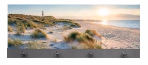 Wandgarderobe - B ca. 80 cm, Strandmotiv, Alufarben