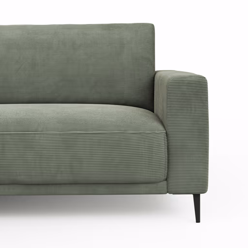Ecksofa Solero - Longchair groß mit 1,5-Sitzer rechts, Stoff, Olivgrün