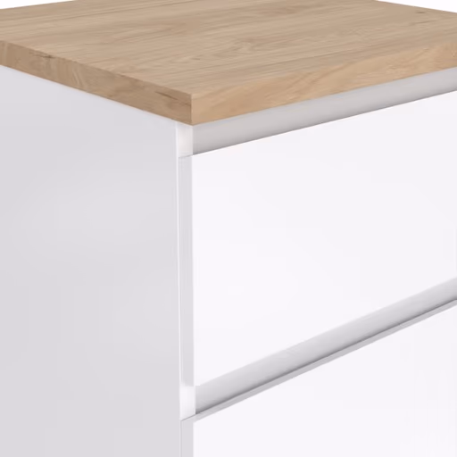 Nachtkonsole- B ca. 40 cm, Weiß, Hochglanz, Eiche Dekor