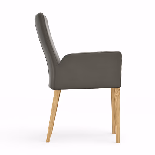 Armlehnstuhl Tuma - Leder, Graubraun