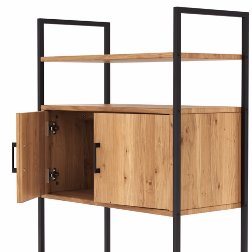 Regal Farmingdale - mit Holztür, Eiche massiv, natur geölt