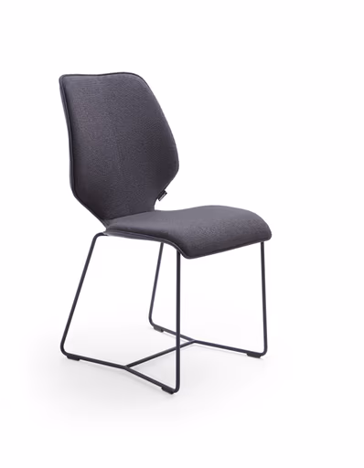 Stuhl Penthouse - Stoff, Dunkelblau, Leder, Lavendel, Kufen, Anthrazit