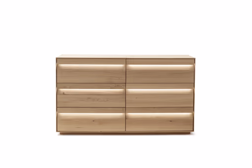 Sideboard Due Viso - inkl. Beleuchtung, BHT ca. 183x103x45 cm, Wildeiche Roheffekt, geölt