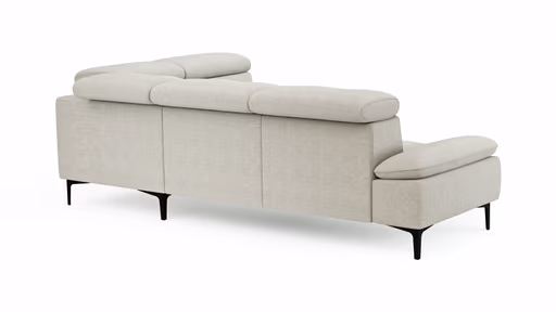 Ecksofa Felipa - 2,5-Sitzer mit Ecke rechts inkl. Kopfteil verstellbar, Stoff, Natur