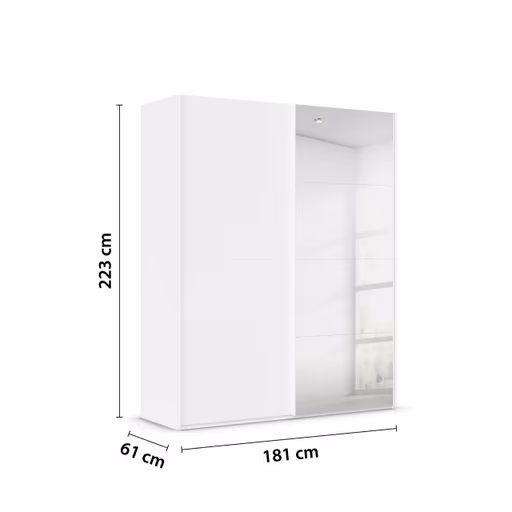 Schwebetürenschrank ROVERO- B ca. 181 cm, Weiß, Spiegel