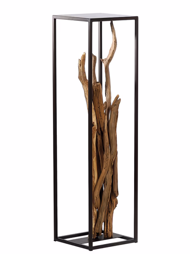 Deko-Säule - Eisen/Holz, HBT ca. 110x30x30 cm