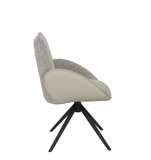 Armlehnstuhl MAURA - drehbar, Stoff, Silberfarben, Latte Macchiato