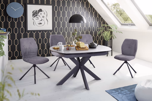 Stuhl MANOA - drehbar, Stoff, Dunkelgrau