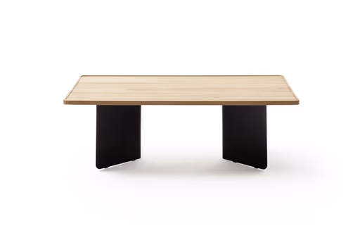 Couchtisch Olai - LHB ca. 120x39x65 cm, Asteiche massiv, Metall, Schwarz