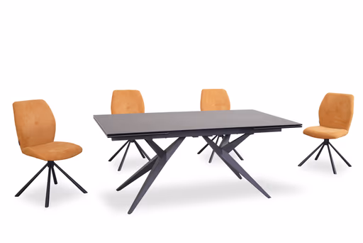 Stuhl MANOA - drehbar, Stoff, Senfgelb