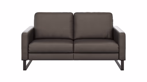 Sofa Enna - 2,5-Sitzer, Armlehne A, Leder, Schwarz, Kufe, Schwarz