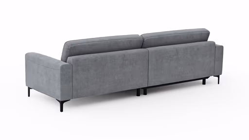 Ecksofa Oviedo - Longchair links mit 1,5-Sitzer inkl. Relaxfunktion (motorisch), Stoff, Grau