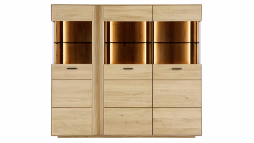Highboard Estana - inkl. Beleuchtung, Eiche massiv, legno