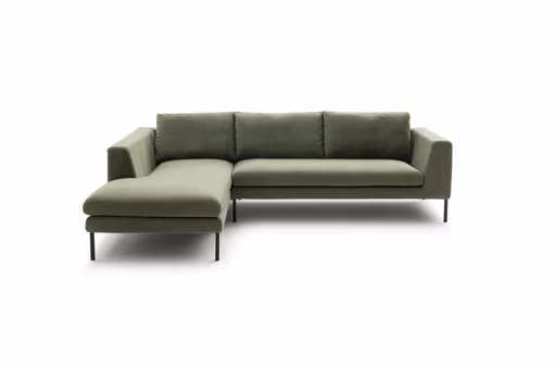 Ecksofa Helmi - Longchair links, 2,5-Sitzer, Stoff, Eukalyptus