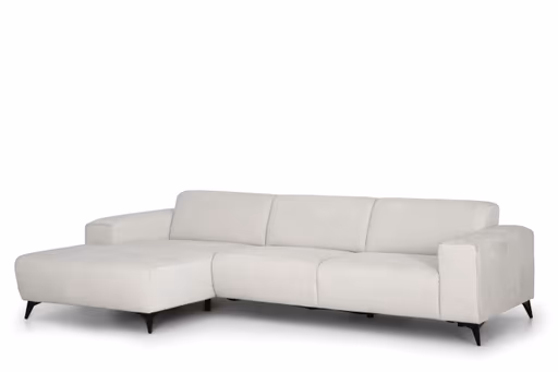 Ecksofa - Longchair links mit 3-Sitzer, Stoff, Natur