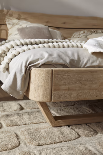 Bettgestell 1660 - Liegefläche ca. 180x200 cm, Wildeiche bianco, sandgestrahlt