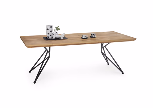 Esstisch - LB ca. 240x100 cm, Wildeiche massiv geölt, Schweizer Kante, Schwarz