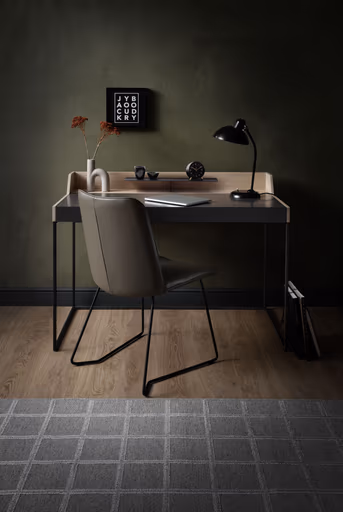 Schreibtisch - Eiche, Milk, Lack, Dunkelgrau