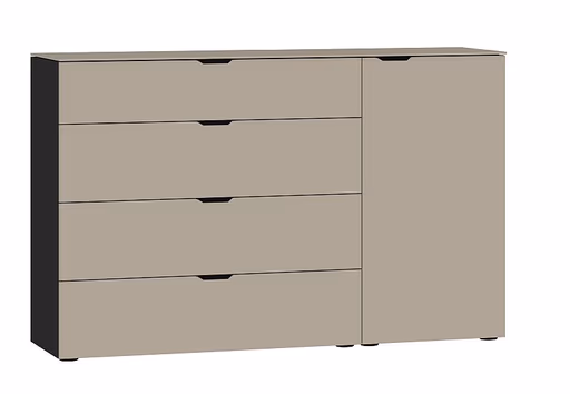 Kommode JOIN IT- Glas, Hellbraun, Matt, Schwarz