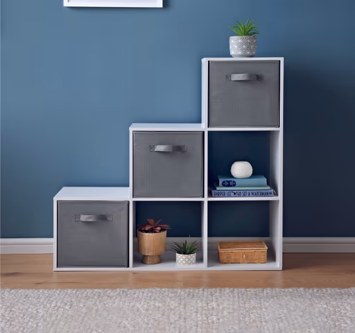 Raumteiler - inkl. Stoffboxen, B ca. 89 cm, Weiß, Grau