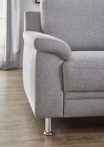 Ecksofa EM Athen - 2,5-Sitzer mit Ecke rechts, Stoff, Hellgrau