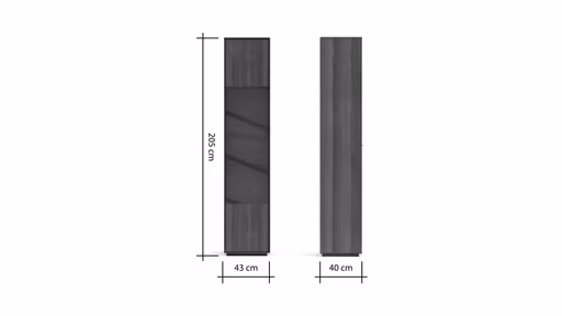 Vitrine Saratoga - links, Buche massiv, silbergrau geölt