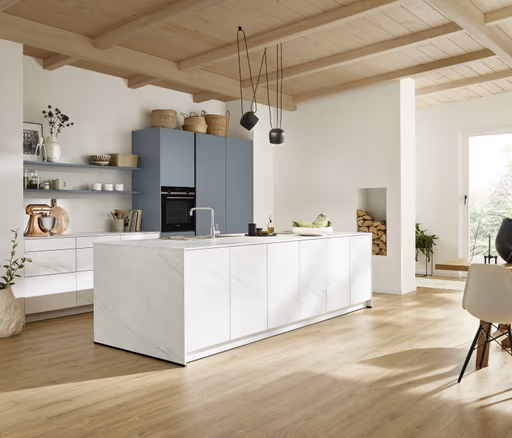 Inselküche 51.220 CO 6 524, Stahlblau