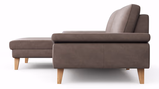 Ecksofa Houston - Longchair groß links mit 1,75-Sitzer, inkl. Sitztiefenverstellung und Armlehne klappbar, Leder, Dunkelbraun