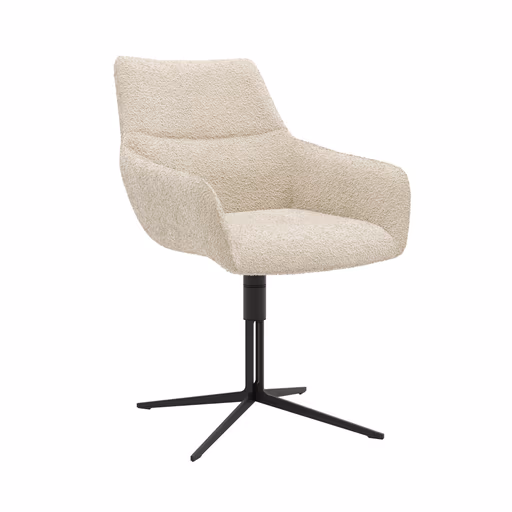 Armlehnstuhl Maluhia - drehbar, Stoff, Beige