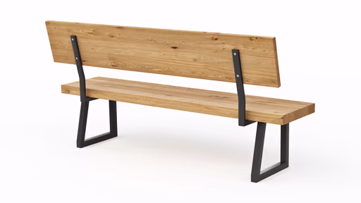 Holzbank Clifton - mit Rückenlehne, Breite ca. 180cm, Wildeiche massiv, natur