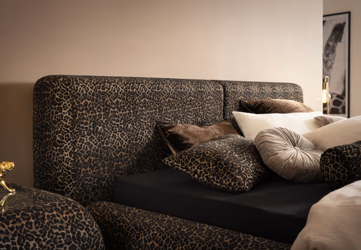 Polsterbett - Liegefläche ca. 180x200 cm, Stoff, Leopard