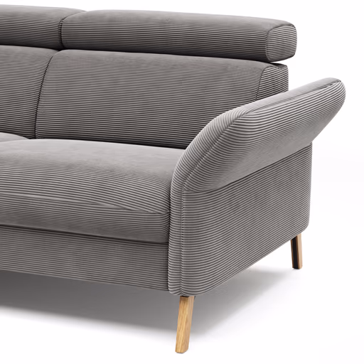 Sofa Maryville - Eckelement und Abschlussteil medium links mit 2,5-Sitzer, inkl. Kopfteil verstellbar, Stoff, Grau