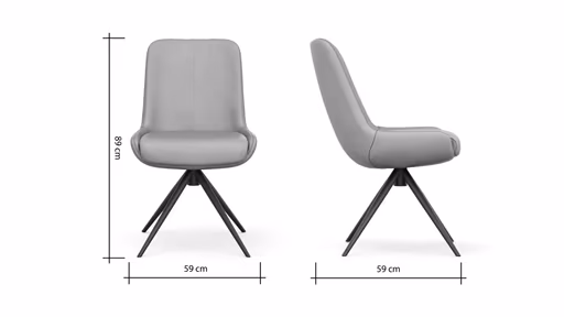 Stuhl Mis - Leder, Schwarz, Drehbar, Gestell Schwarz