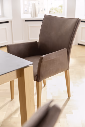 Armlehnstuhl Florea - Stoff, Dunkelbraun