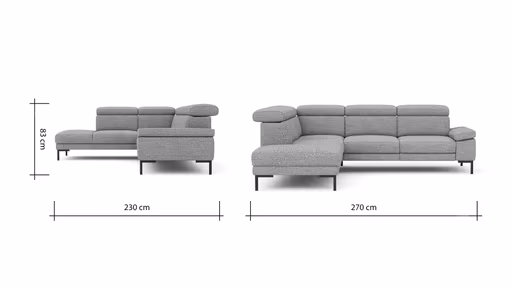 Ecksofa Hudson - Ecke links mit 2,5-Sitzer inkl. Kopfteil verstellbar, Stoff, Kupfer