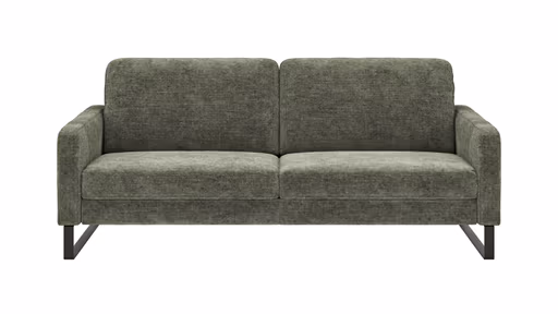 Sofa Enna - 3,5-Sitzer, Armlehne A, Stoff, Olivgrün, Kufe, Schwarz