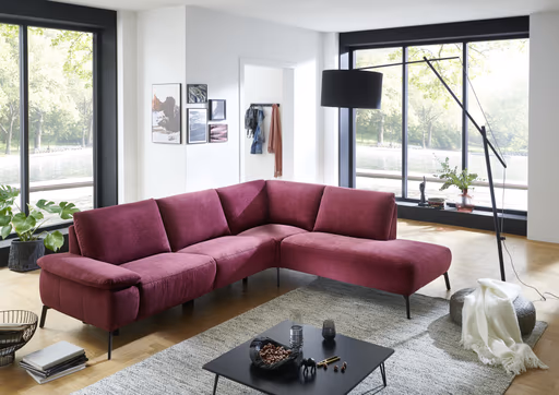 Polsterecke EM Venedig - 1,5-Sitzer mit Ecke rechts, Stoff, burgunder