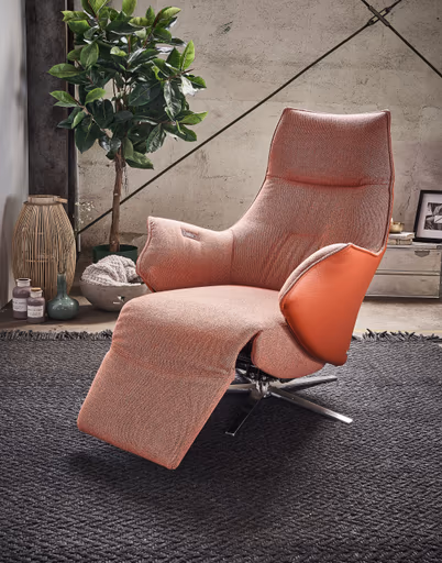 Relaxsessel Girona -  inklusive motorischer Relaxfunktion, Stoff, Leder, Rose