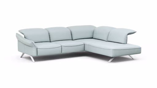 Ecksofa Bormio - 2,5-Sitzer, Ecke rechts, inklusive Kopfteilverstellung, Leder, Jade