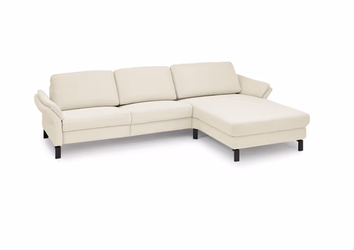 Ecksofa CALM PREMIUM 2.0 - 3-Sitzer mit Longchair rechts, Rückenlehne vertellbar, Stoff, Natur
