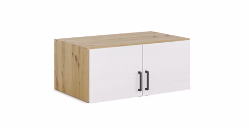 Aufsatzschrank RHONDA- B ca. 91 cm, Eiche Dekor, Weiß, Hochglanz